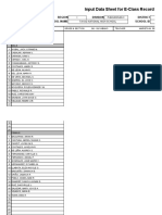 Input Data Sheet For E-Class Record: Region Division District School Name School Id