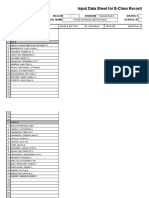 Input Data Sheet For E-Class Record: Region Division District School Name School Id