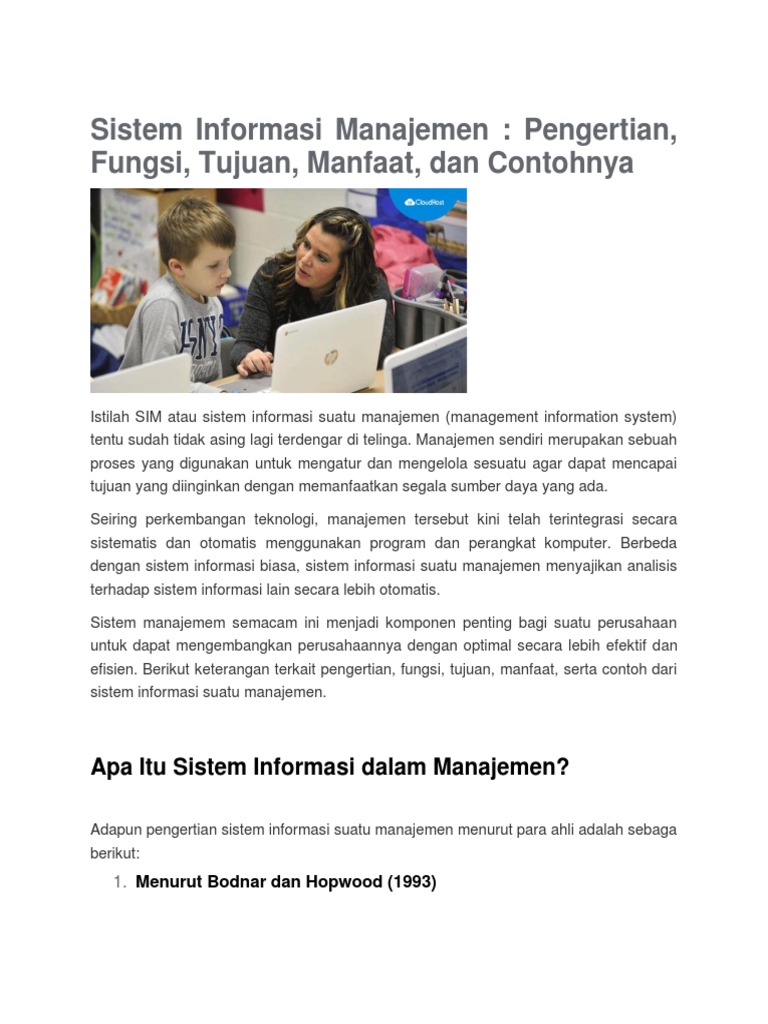 Pengertian dan Manfaat Sistem Informasi Manajemen | PDF