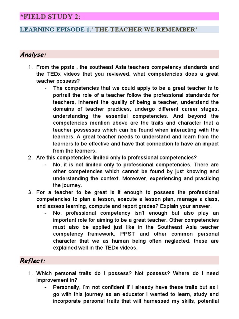 Qualities of Great Teachers in FS 2 | PDF | Teachers | Learning