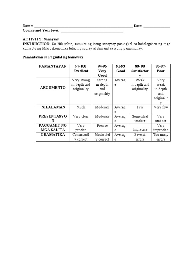 Pagsulat NG Sanaysay - Grade 9 | PDF