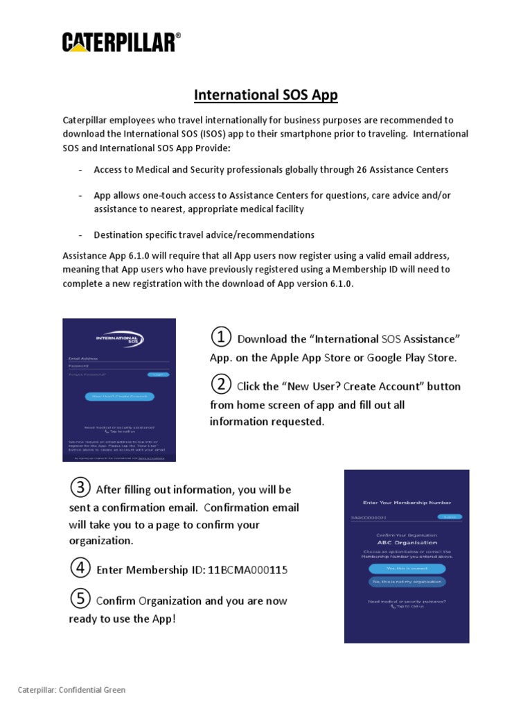 International SOS App: Caterpillar: Confidential Green | PDF