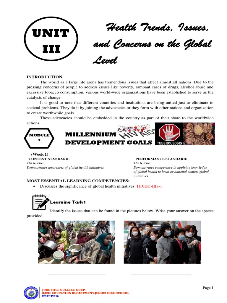 Health 10 Module Third Quarter | PDF | Millennium Development Goals ...