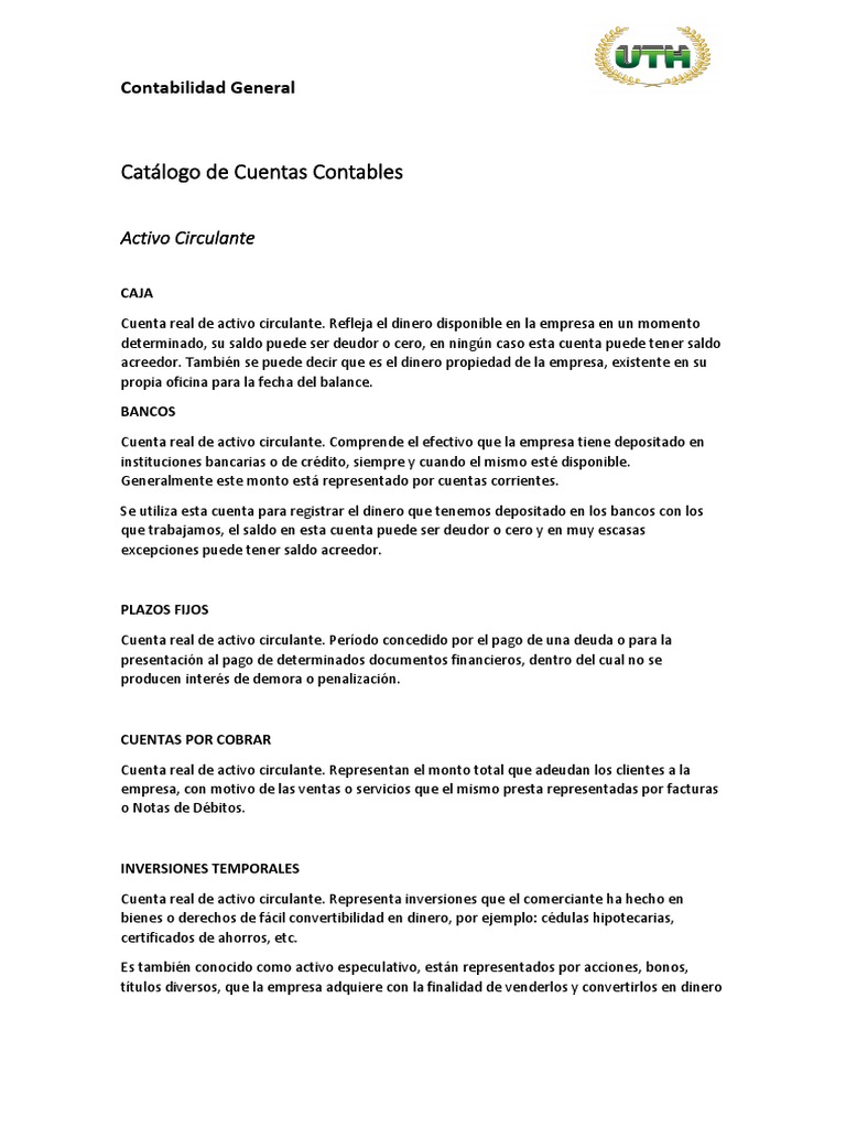 Catalogo de Cuentas Contables Balance General | PDF | Activo fijo ...