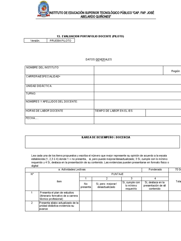 Evaluación del Portafolio Docente 2024 | PDF | Evaluación ...