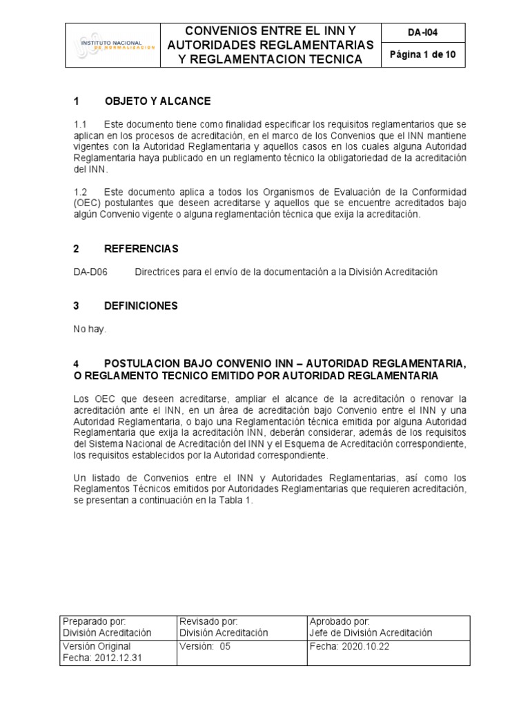 Requisitos de Acreditación INN 2020 | PDF | Regulación | Laboratorios