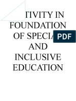 Activity in Foundation of Special AND Inclusive Education