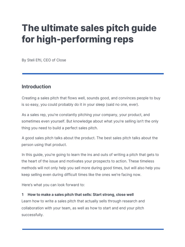 Ultimate Sales Pitch Guide | PDF | Sales | Customer Relationship Management