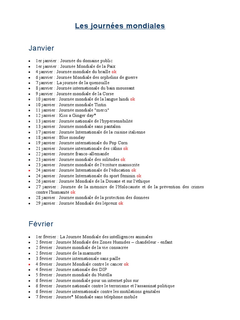 Les Journées Mondiales PDF