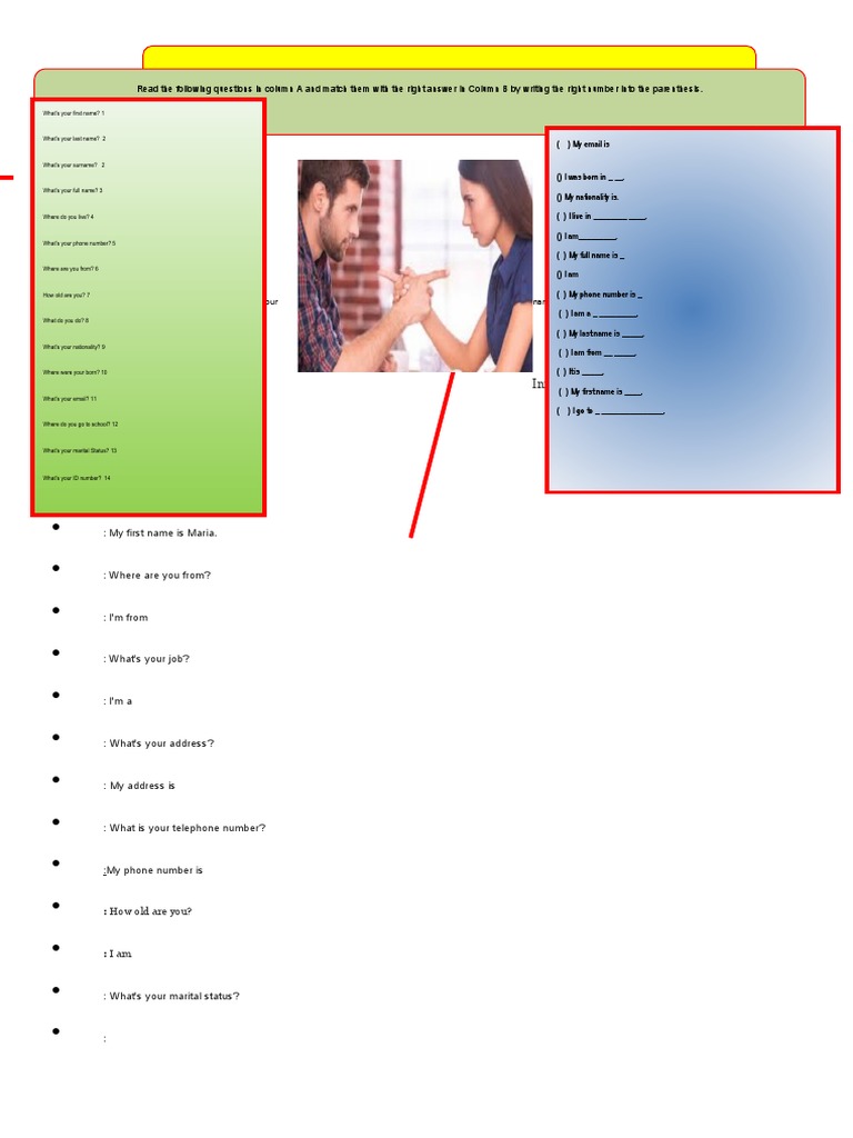 Personal Info Dialogue Practice | PDF