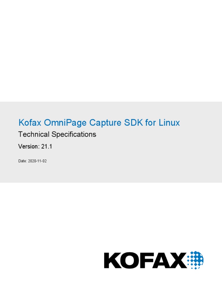 Kofax Omnipage Capture SDK 21.1 For Linux Technical Specifications