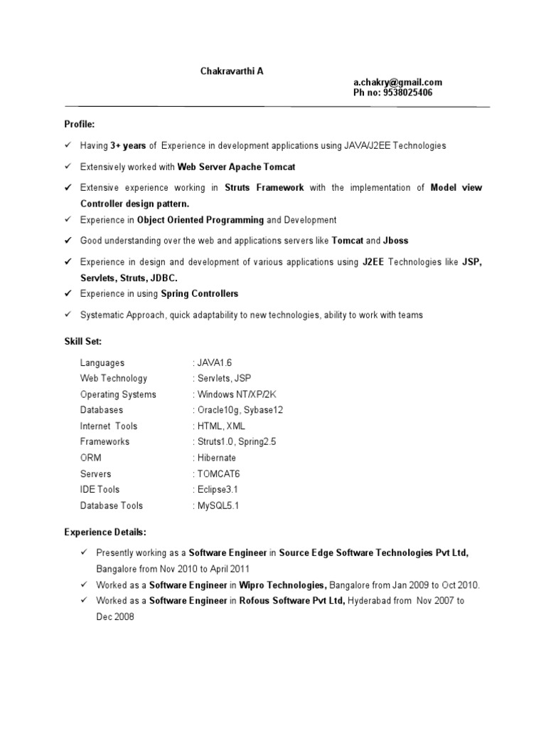 Java Developer with 3+ Years Experience | PDF | Software Engineering ...