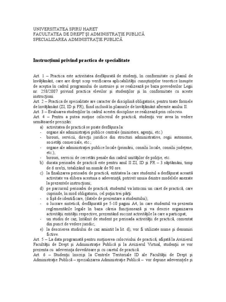 Instructiuni Practica | PDF