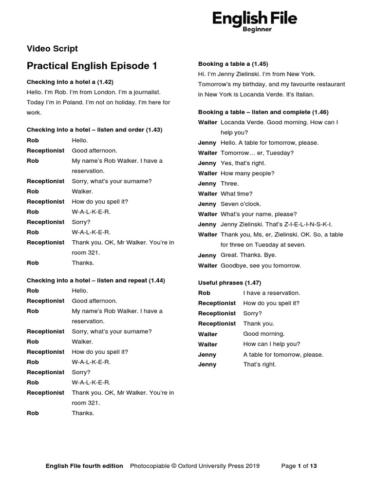 Practical English: Hotel Check-In Guide | PDF | Choir