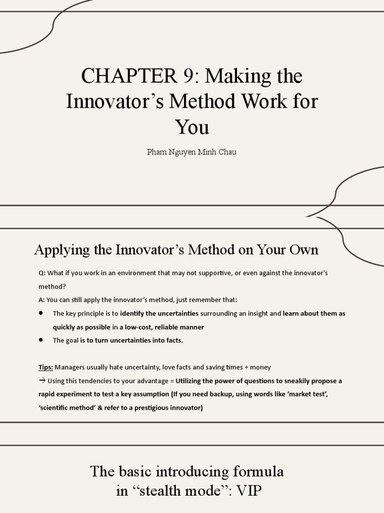 CHAPTER 9: Making The Innovator's Method Work For You: Pham Nguyen Minh ...