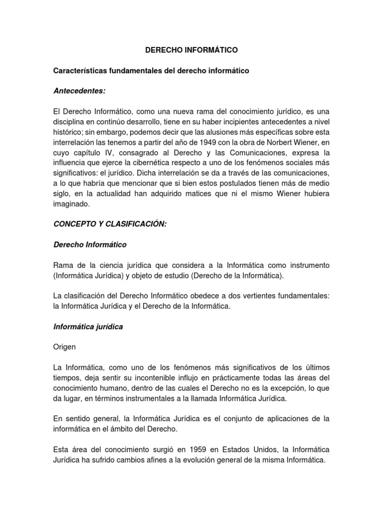 Introducción al Derecho Informático | PDF | Informática | Cibernética