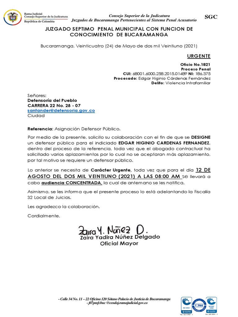 Anexo Archivo Oficio Solicitando Defensor Publico 12 Agosto 2021