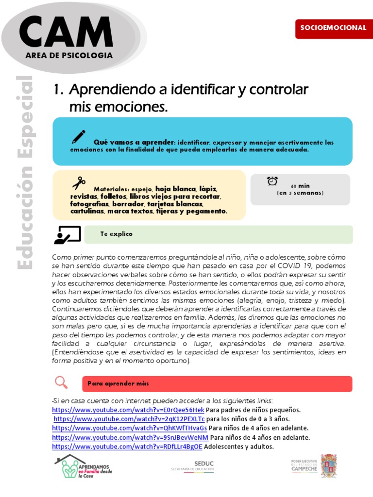 Actividades para Manejar Emociones en Niños | PDF | Las emociones | Ira