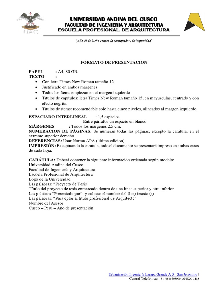 Formato Tesis Escuela de Arquitectura | PDF | Hipótesis | Interacciones ...