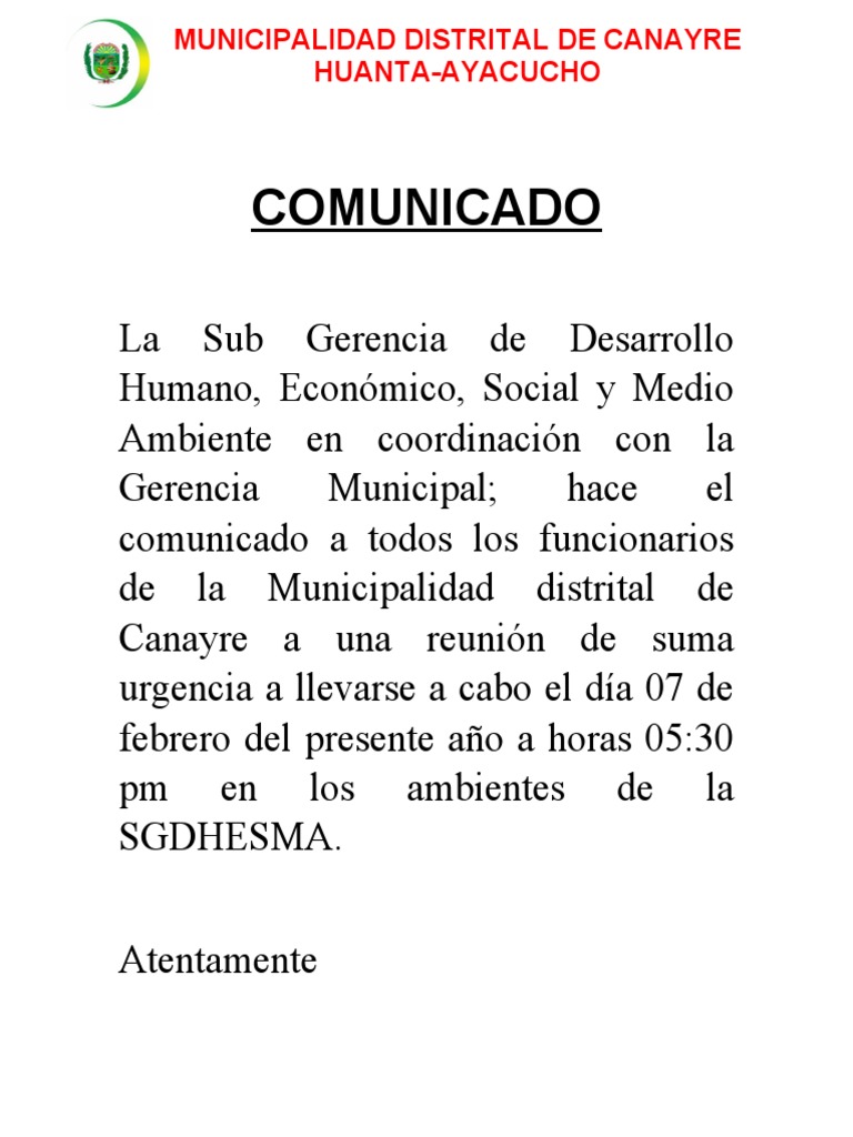 COMUNICADO | PDF