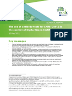 Use of Antibody Tests for SARS COV 2 in the Context of Digital Green Certificates