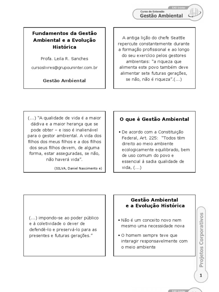 Fundamentos da Gestão Ambiental | PDF | Gestão de recursos ambientais ...