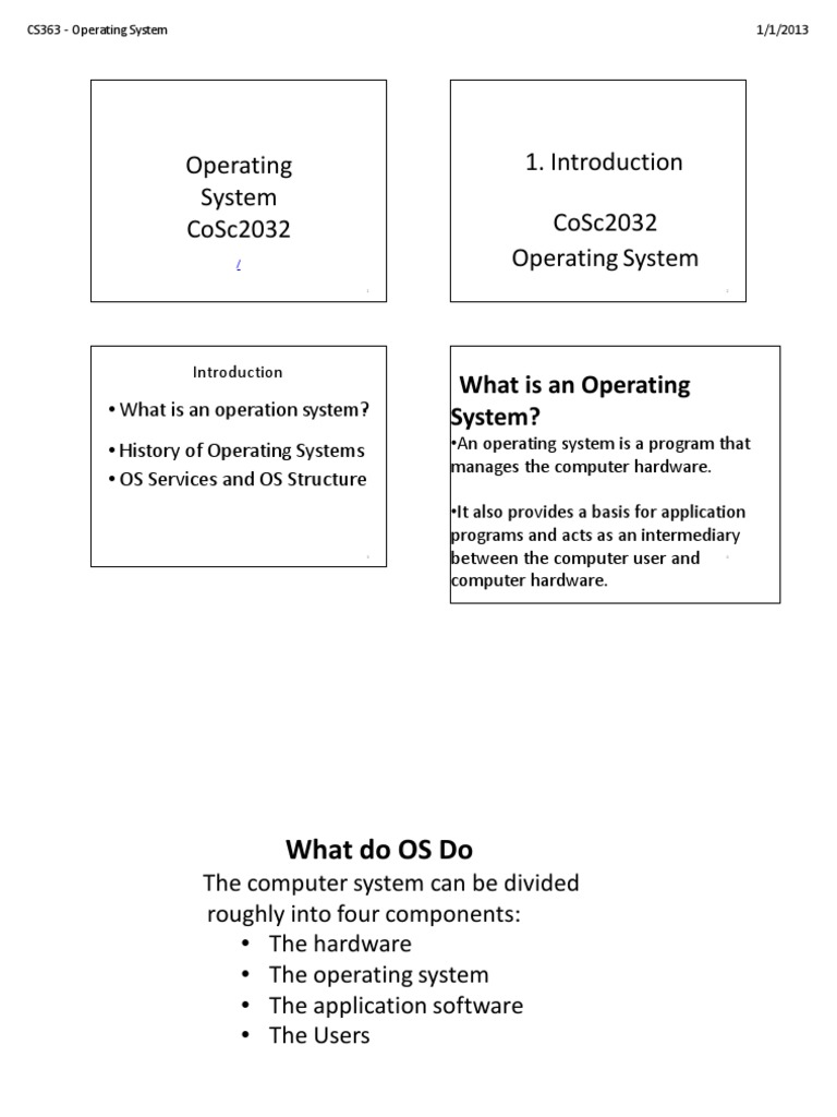 Os Introduction | PDF | Kernel (Operating System) | Operating System