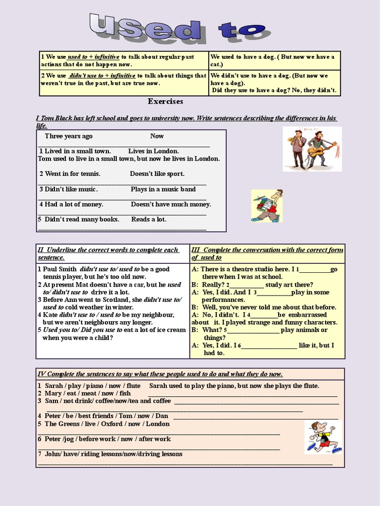 Used To Grammar Exercises | PDF | Language Arts & Discipline