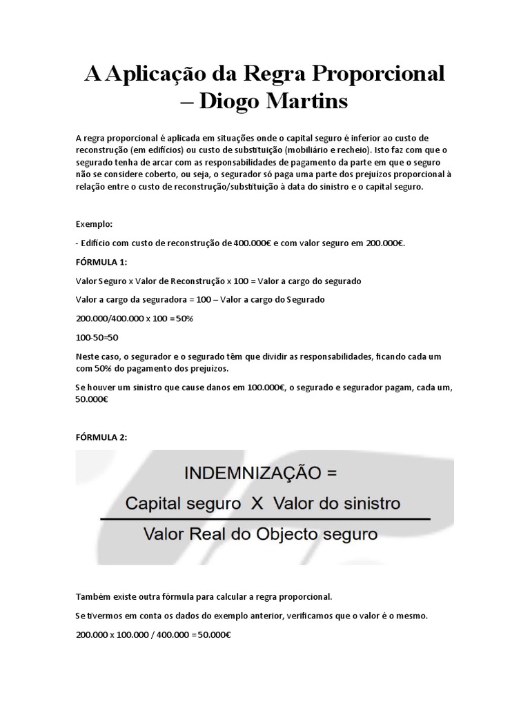Aplicação da Regra Proporcional no Seguro | PDF | Negócios | Finanças e ...