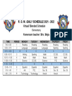 R. O. W. - DAILY SCHEDULE 2021 - 2022: Virtual/ Blended Schedule Elementary Homeroom Teacher: Mrs. Mejia
