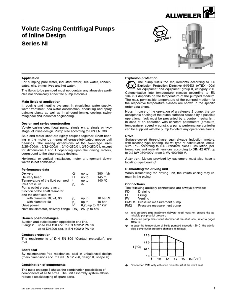 Allweiler Volute Casing Pumps Overview | PDF | Pump | Screw