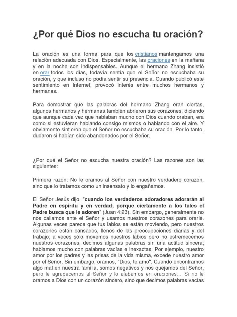 Razones por las que Dios no escucha tus oraciones | PDF | Oración | Dios