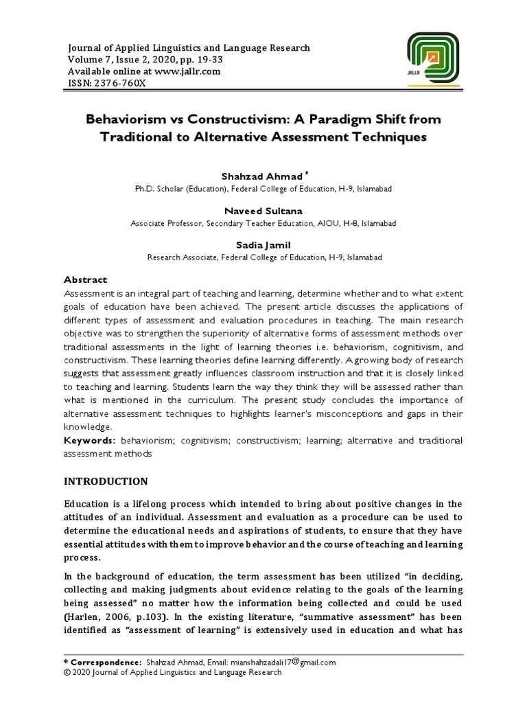 Behaviorism Vs Constructivism A Paradigm Shift From Traditional To