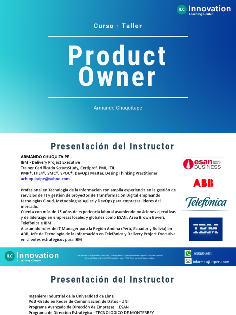 Curso Scrum - Product Owner | PDF | Scrum (desarrollo de software) | Itil