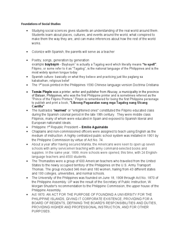 Foundations of Social Studies PDF Tagalog Language Philippines