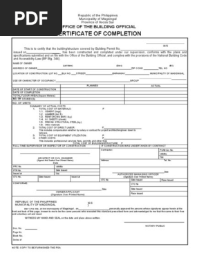 Certificate of Completion