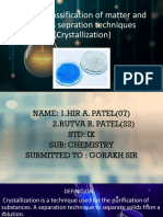 TOPIC: Classification of Matter and Various Sepration Techniques (Crystallization)