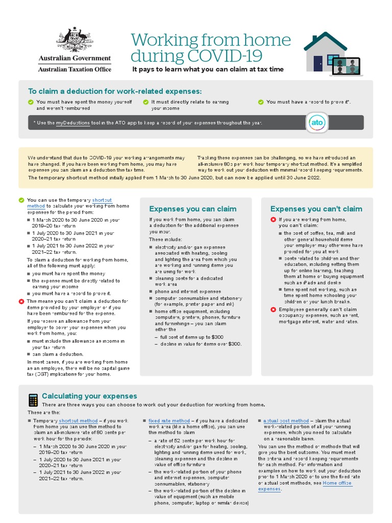 WFH During Covid19 2021 PDF Tax Deduction Expense