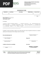 Readmission Form: Office of The University Registrar