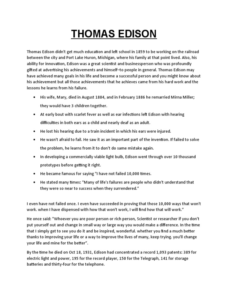 Thomas Edison - Edited | PDF