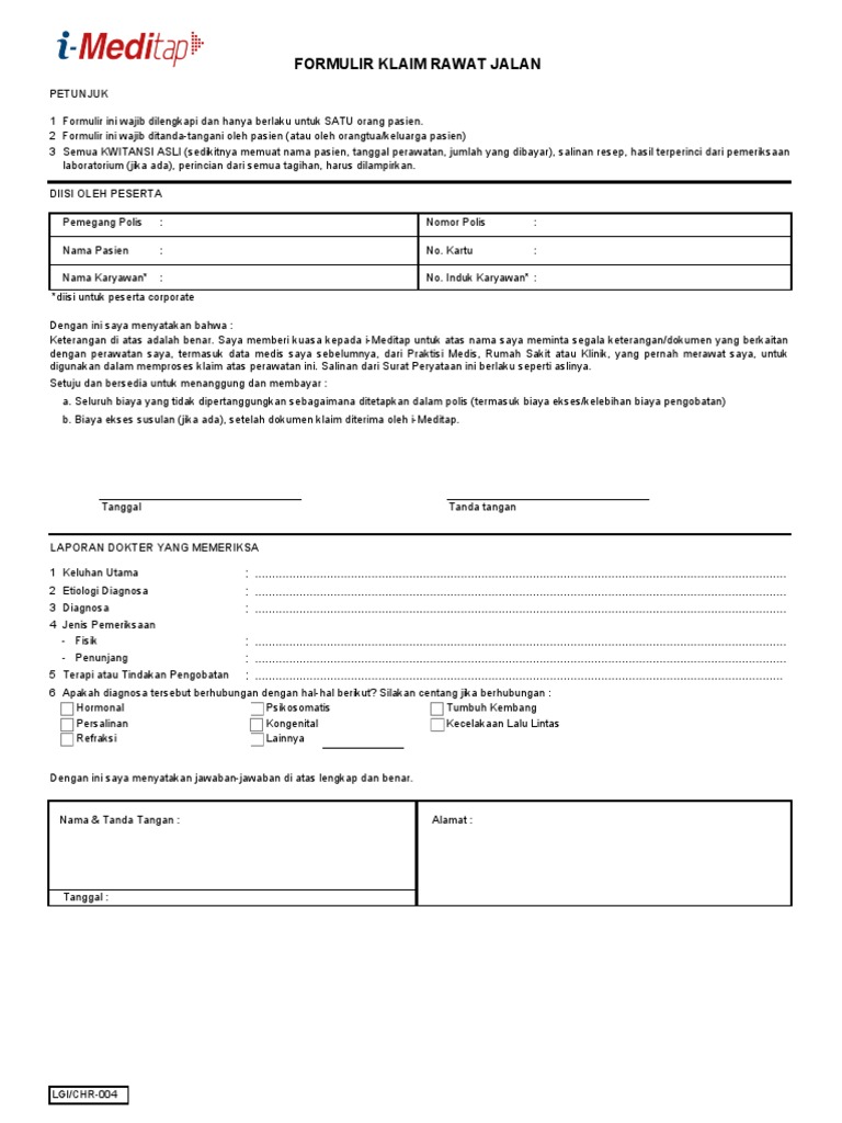 Formulir Klaim Asuransi Meditap | PDF