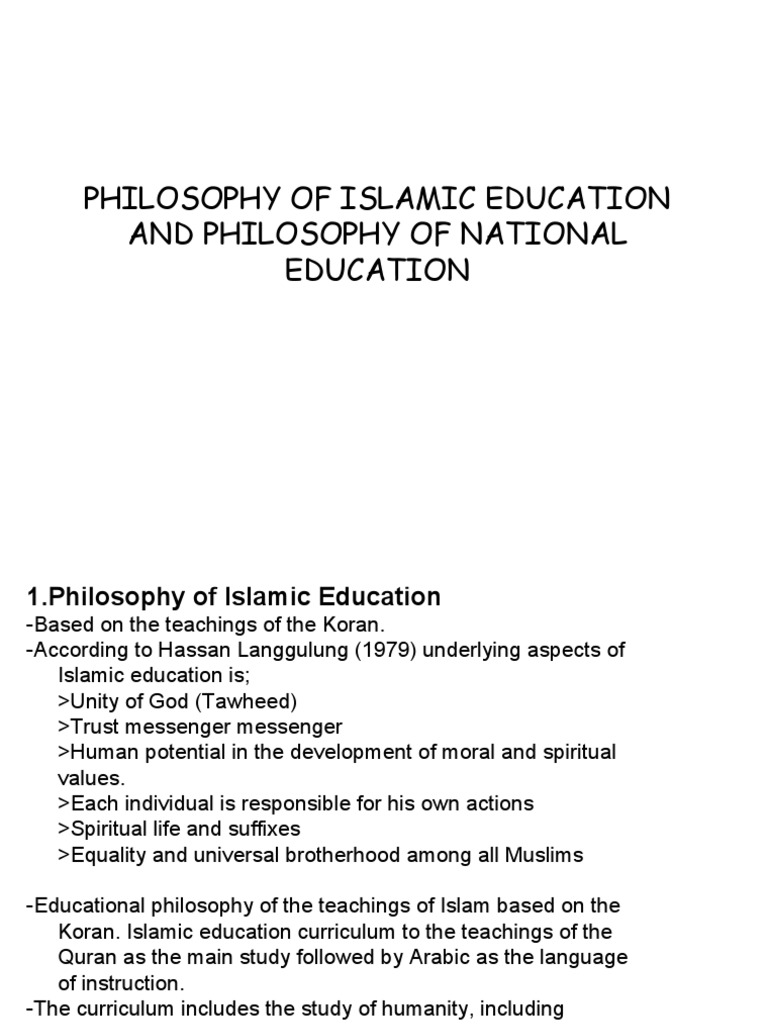 Islamic vs National Education Philosophy | PDF | Philosophy Of ...