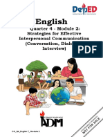 English: Quarter 4 - Module 2: Strategies For Effective Interpersonal Communication (Conversation, Dialogue, Interview)
