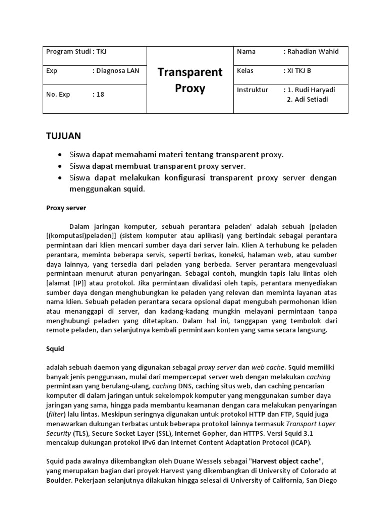 Konfigurasi Transparent Proxy Server | PDF