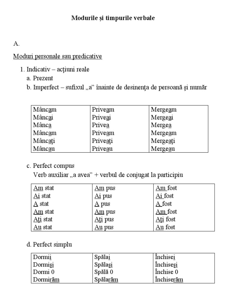 Moduri Si Timpuri Verbale | PDF