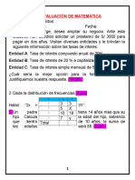 Evaluación de Matemática 5to Grado