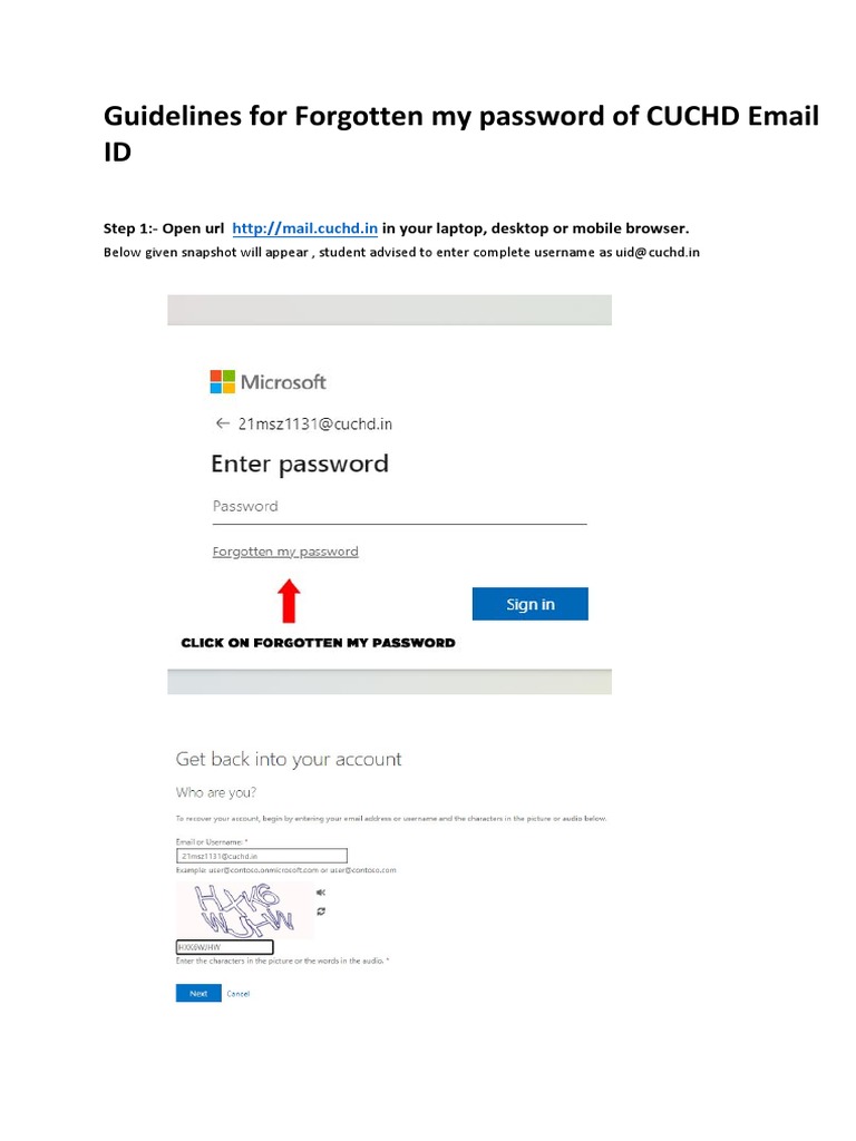 CUCHD Email Password Recovery Guide | PDF | Career & Growth | Computers