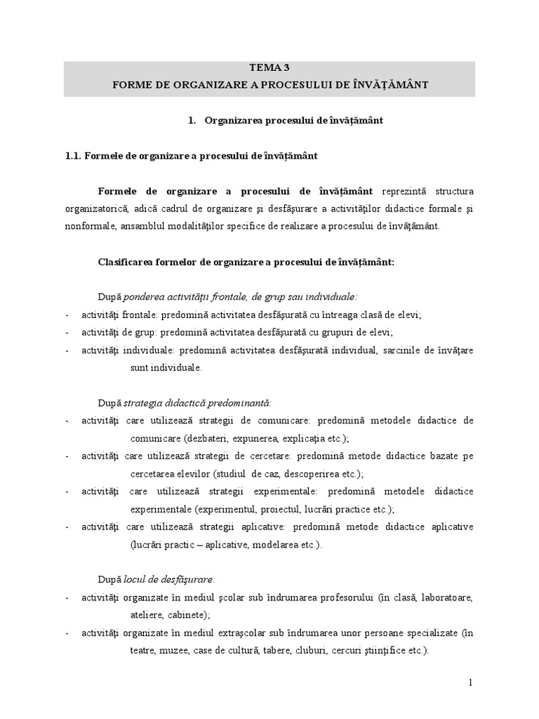 Tema 4.A - Forme de Organizare | PDF