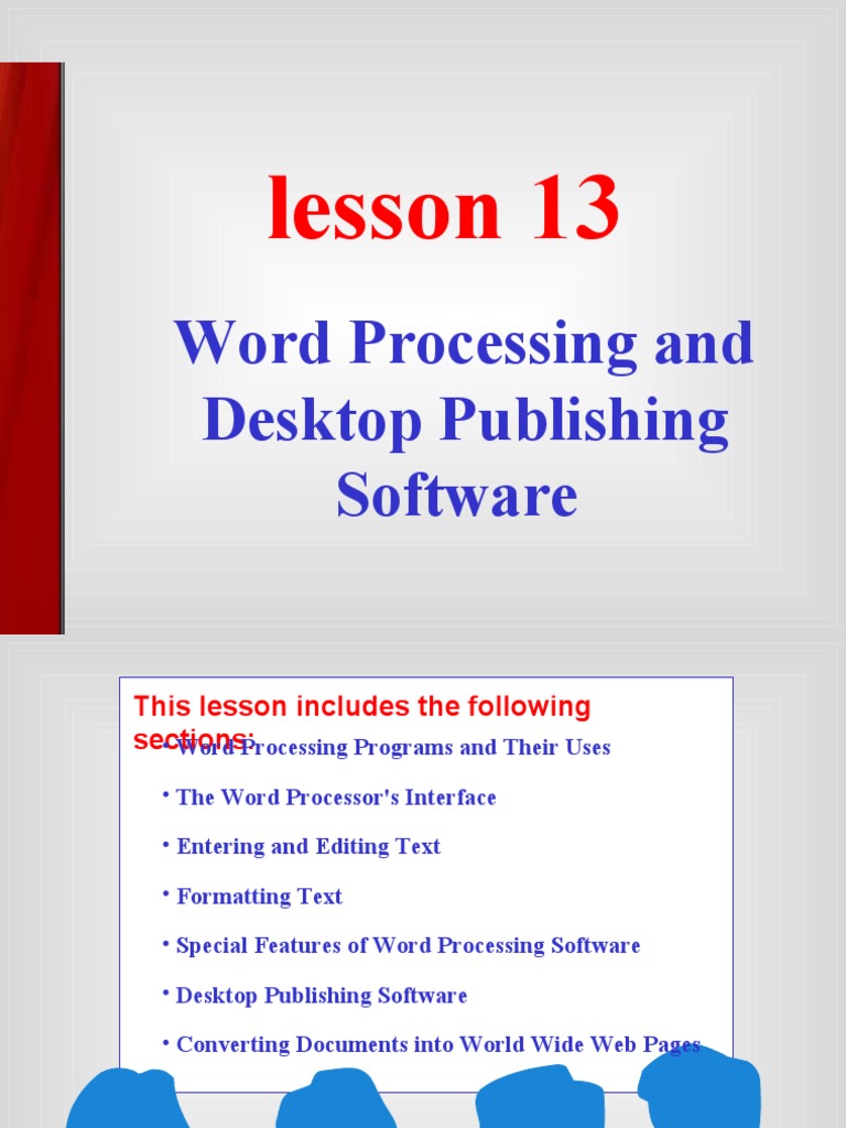 Lesson 13 Word Processing and Desktop Publishing Software PDF Html