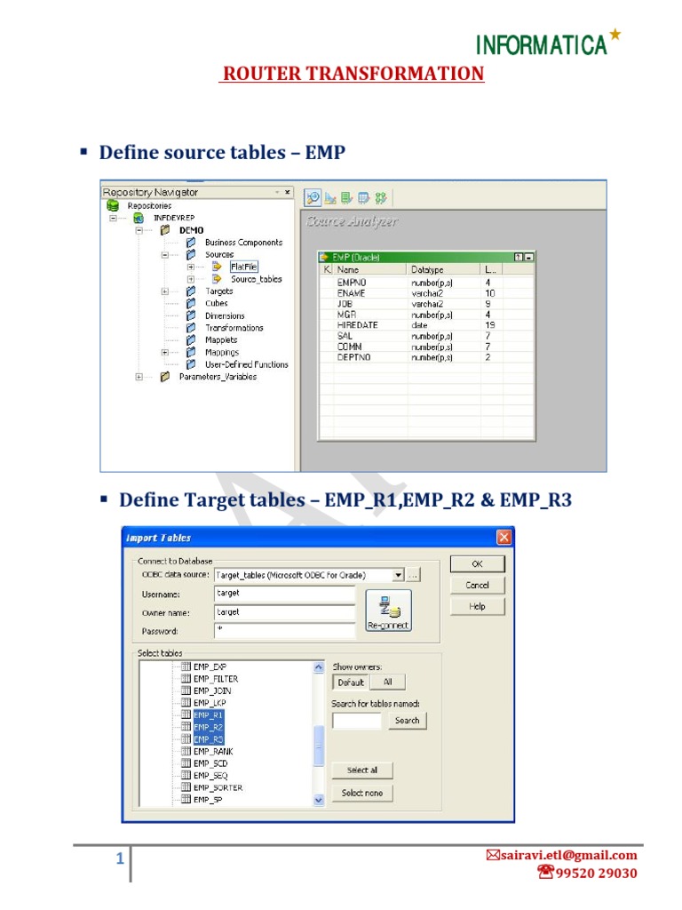 Informatica Define Source Tables EMP PDF Computing Information